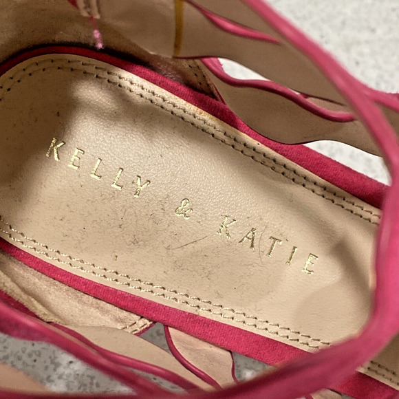 Kelly & Katie Zilama Hot Pink Faux Suede High Heel Sandals Back Zip Shoes 8.5MU - Picture 7 of 9